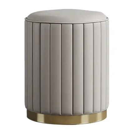 Makeup Vanity Chair,Petal Vanity Chair Leisure Accent Chair with Golden Metal Legs, Vanity Chair for Bedroom Dresser(Grey Round Stool)